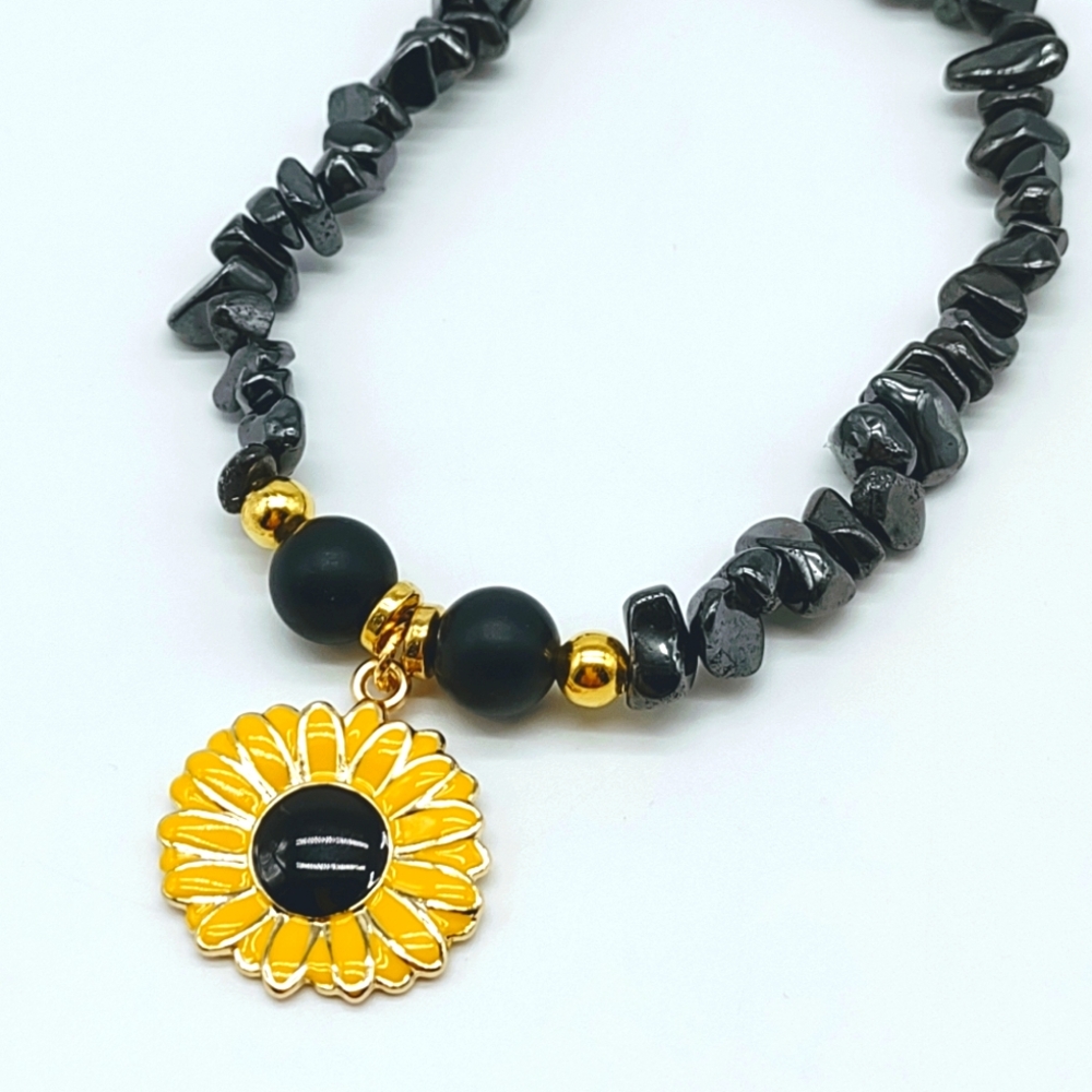 Natural Hematite Gemstone Chip Ankle Bracelet